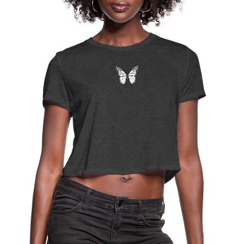Women's Cropped Butterfly T-Shirt - deep heather